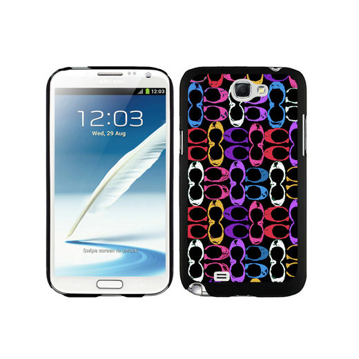 Coach Logo Monogram Multicolor Samsung Note 2 Cases DTB - Click Image to Close